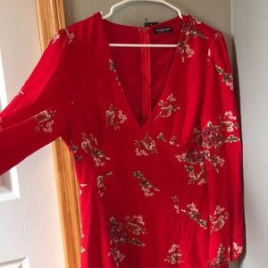Long sleeve beautiful bright red summer dress